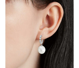 South Sea Cultured Pearl and Diamond Drop Earrings