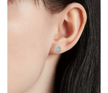 Load image into Gallery viewer, Baguette Diamond Halo Stud Earrings