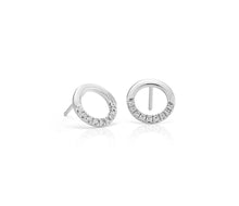 Load image into Gallery viewer, Small Diamond Open Circle Earrings