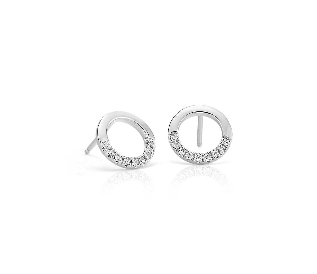 Small Diamond Open Circle Earrings