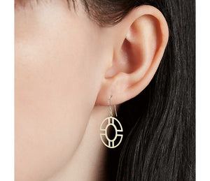 Round Geometric Drop Earrings