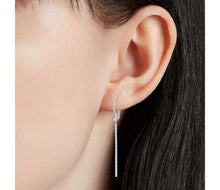 Load image into Gallery viewer, Thin Diamond Bar Drop Earrings