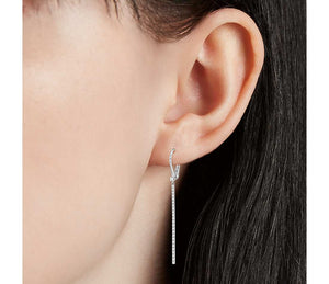 Thin Diamond Bar Drop Earrings