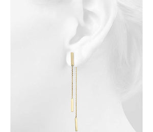 Front-Back Double Bar Drop Earrings in 14k Yellow Gold