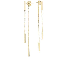 Load image into Gallery viewer, Front-Back Double Bar Drop Earrings in 14k Yellow Gold