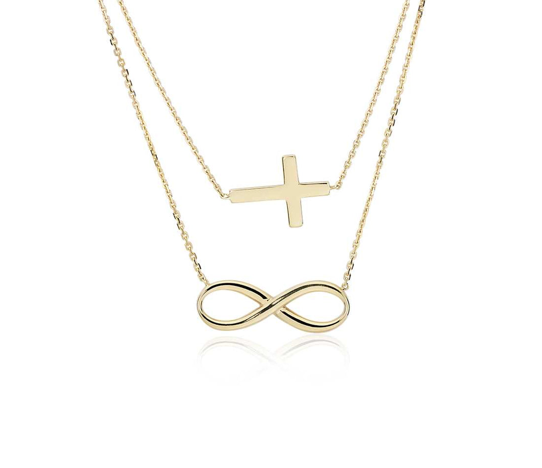 Layered Infinity and Cross Necklace