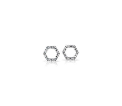 Diamond Hexagon Pave Stud Earrings