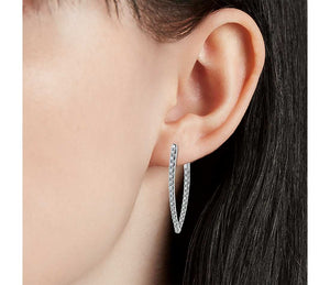 Large Point Diamond Hoop Earrings