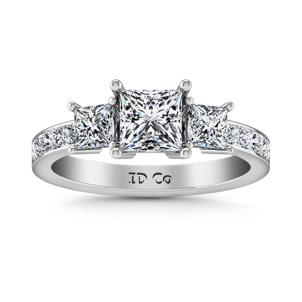 Three Stone Princess Cut Engagement Ring Rebecca