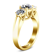 Load image into Gallery viewer, Three Stone Engagement Ring 4 Prong Lattice